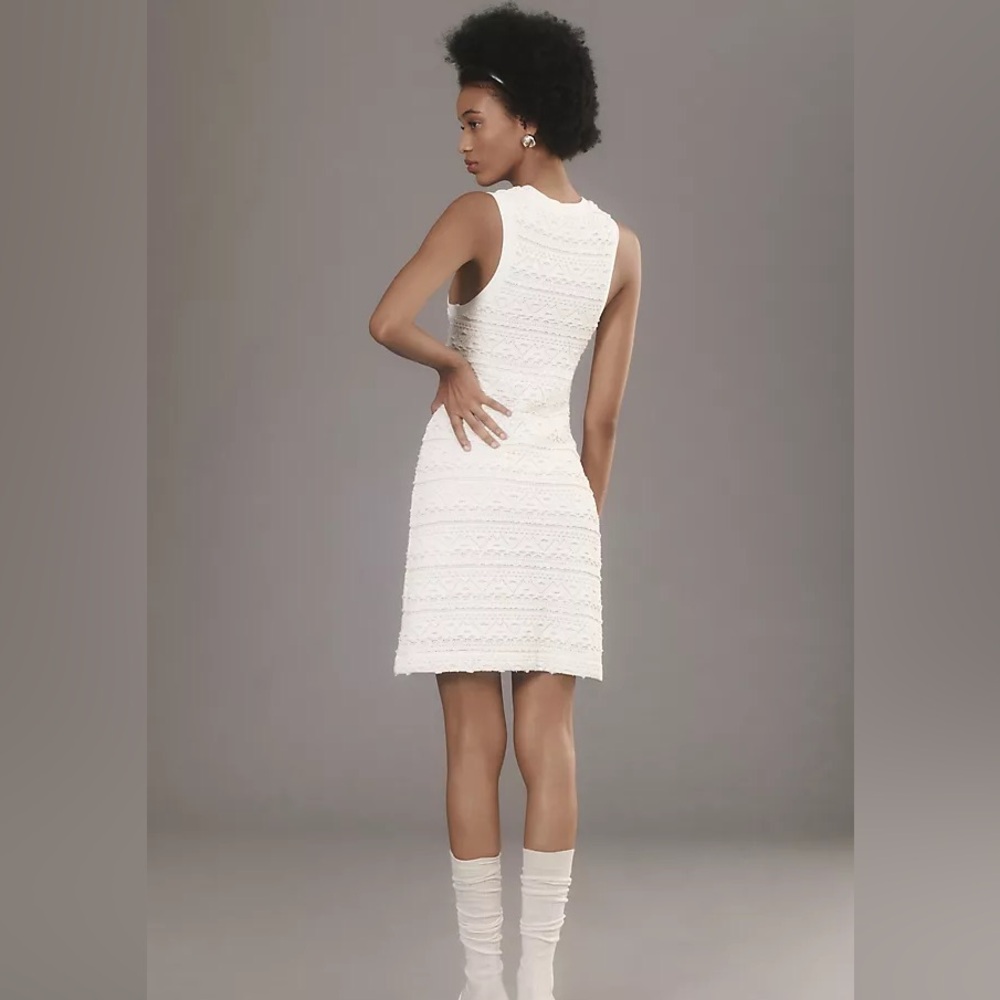 NWT Anthropologie White Ribbed Halter Mini Dress - Picture 2 of 9